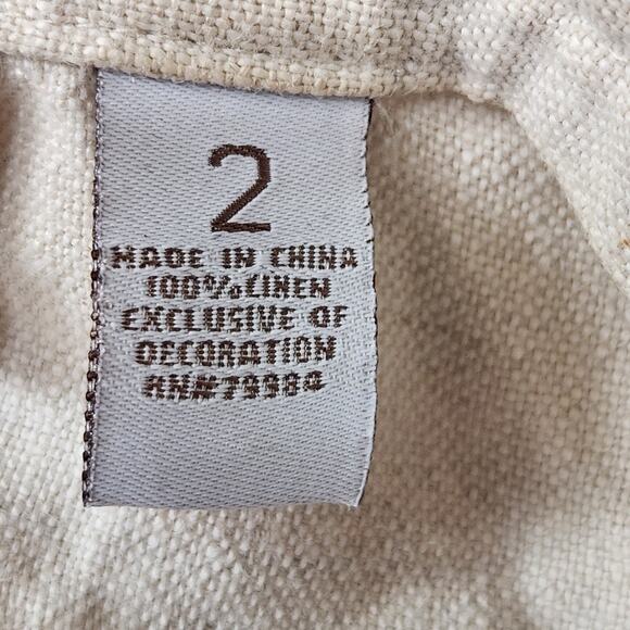 CHICOS Jacket Womens Size 2 US Large Beige Open Front 100% Linen Mandarin Collar - Picture 14 of 16
